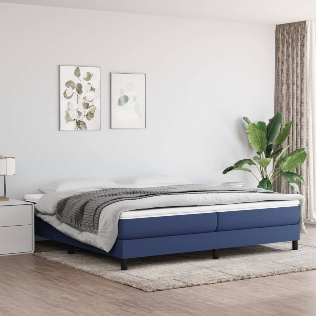 Cadre de lit sans matelas bleu 200x200 cm tissu