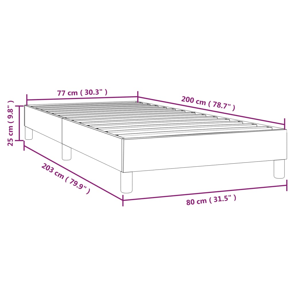 Cadre de lit sans matelas marron foncé 80x200 cm tissu