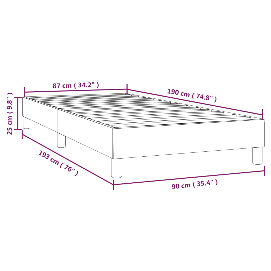 Cadre de lit sans matelas marron foncé 90x190 cm tissu