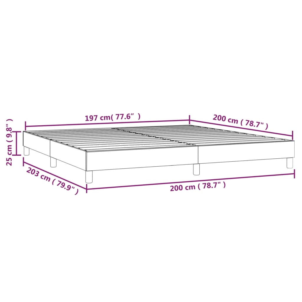 Cadre de lit sans matelas marron foncé 200x200 cm tissu