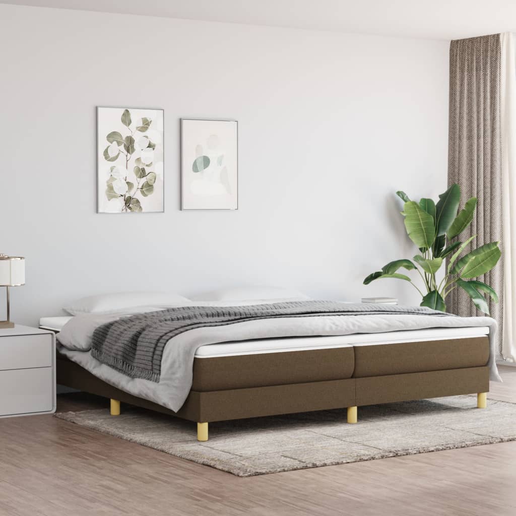 Cadre de lit sans matelas marron foncé 200x200 cm tissu