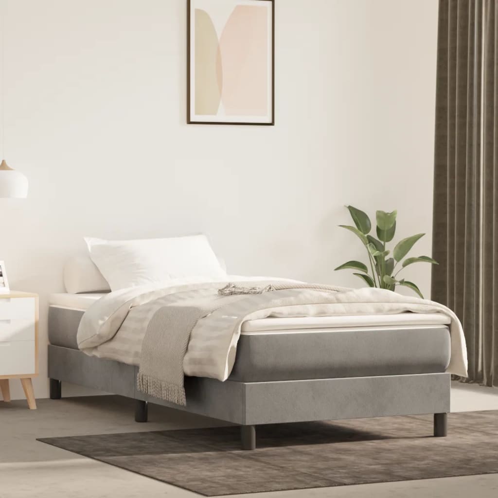 Cadre de lit sans matelas gris clair 80x200 cm velours