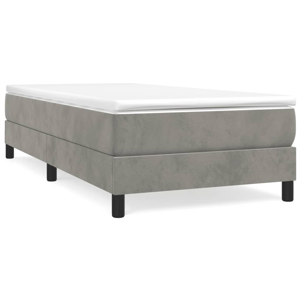 Cadre de lit sans matelas gris clair 90x190 cm velours