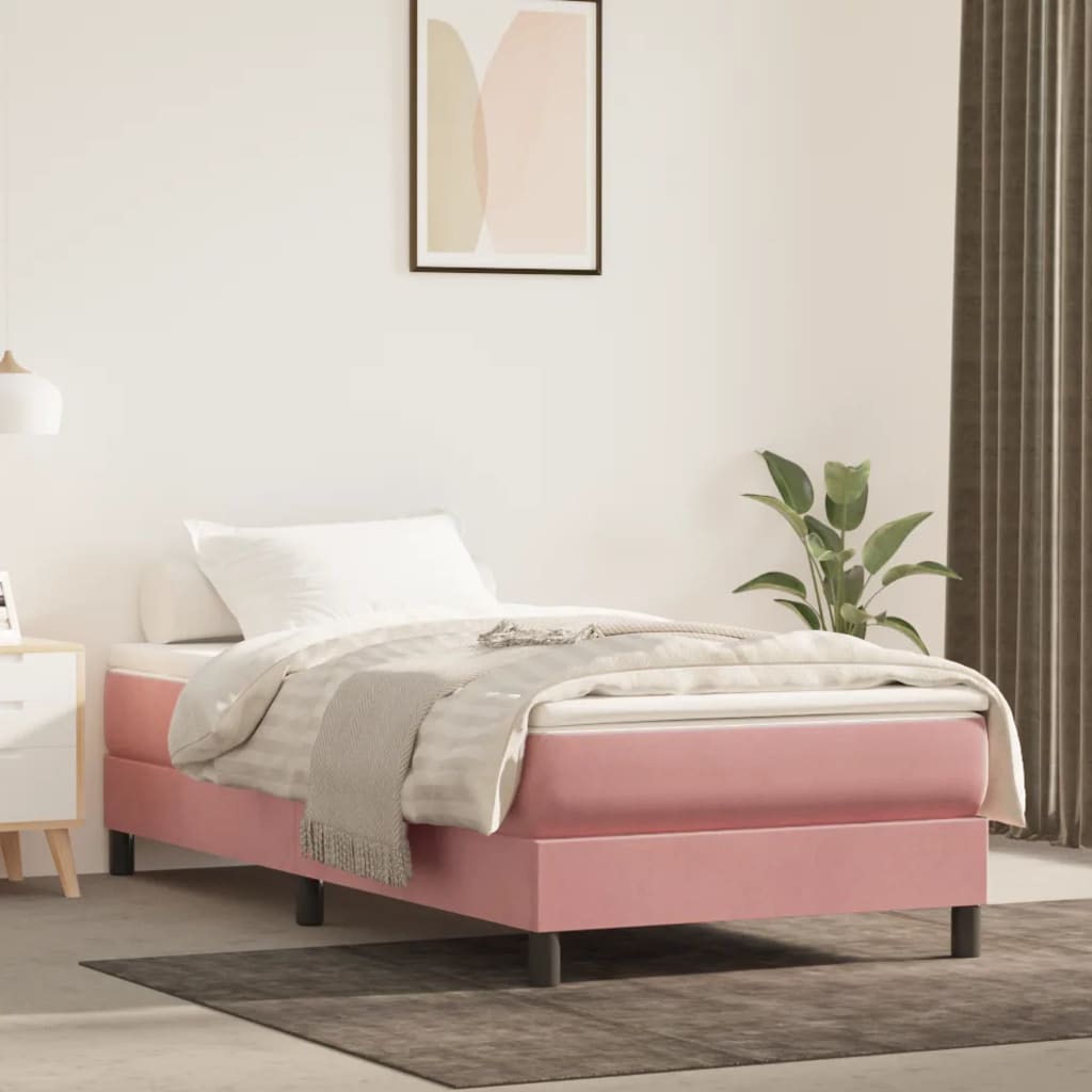 Cadre de lit sans matelas rose 90x190 cm velours