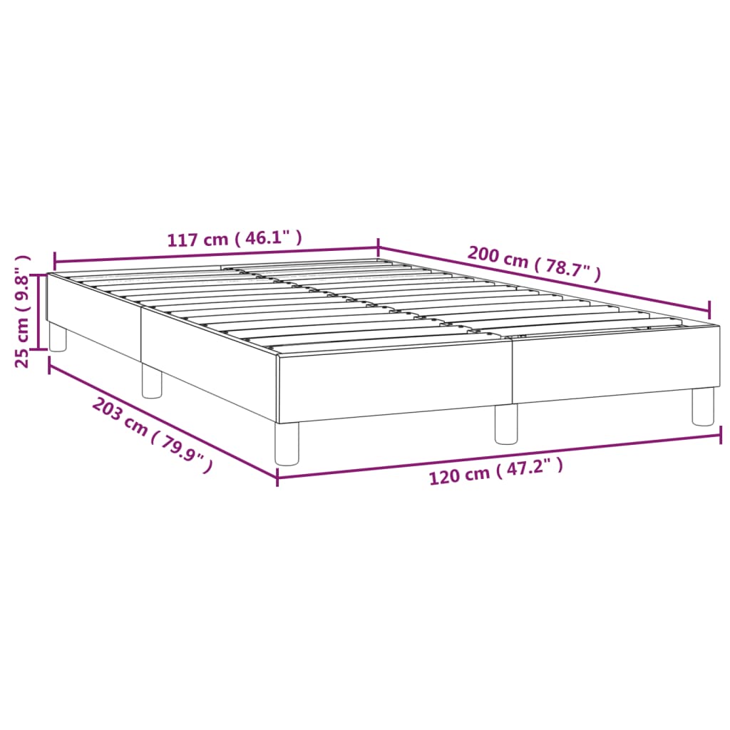 Cadre de lit sans matelas gris clair 120x200 cm velours