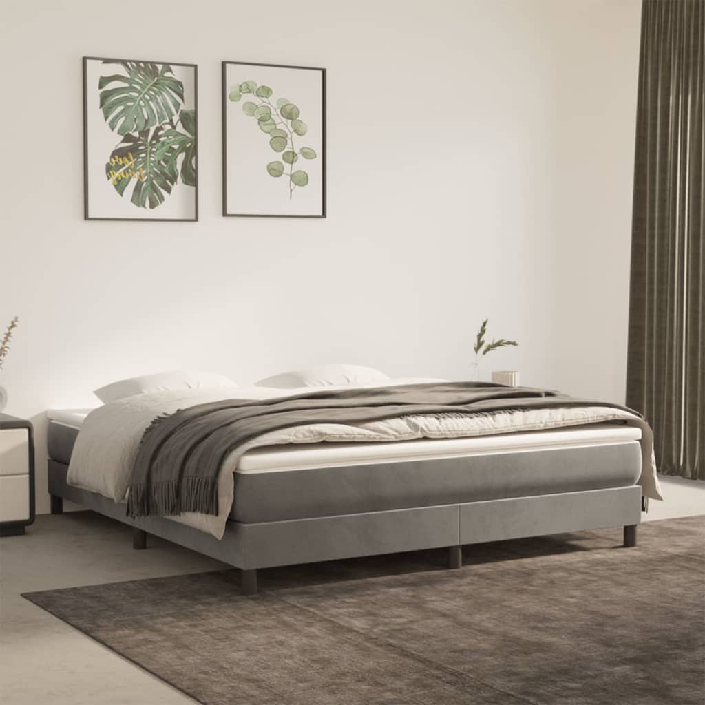 Cadre de lit sans matelas gris clair 160x200 cm velours