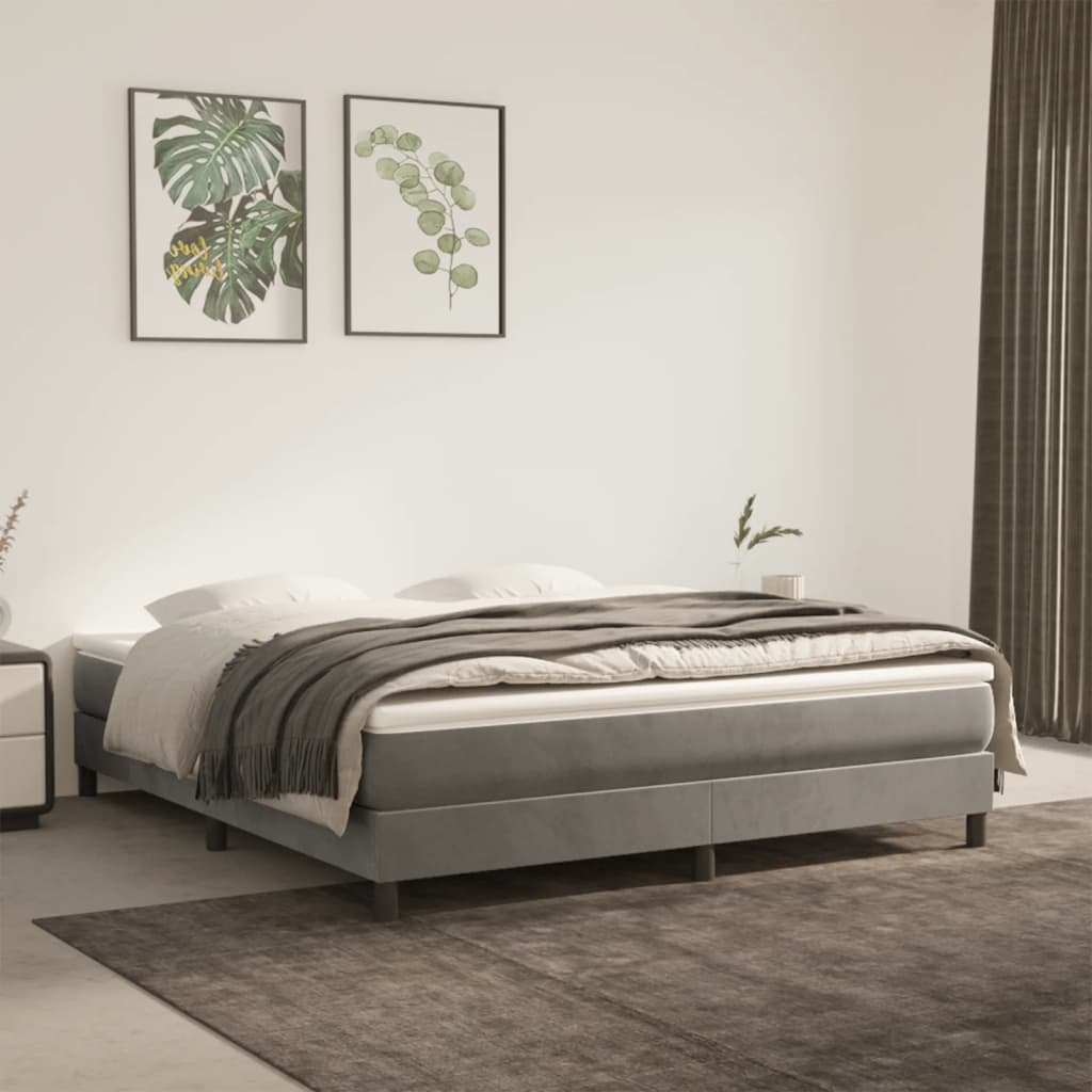 Cadre de lit sans matelas gris clair 180x200 cm velours