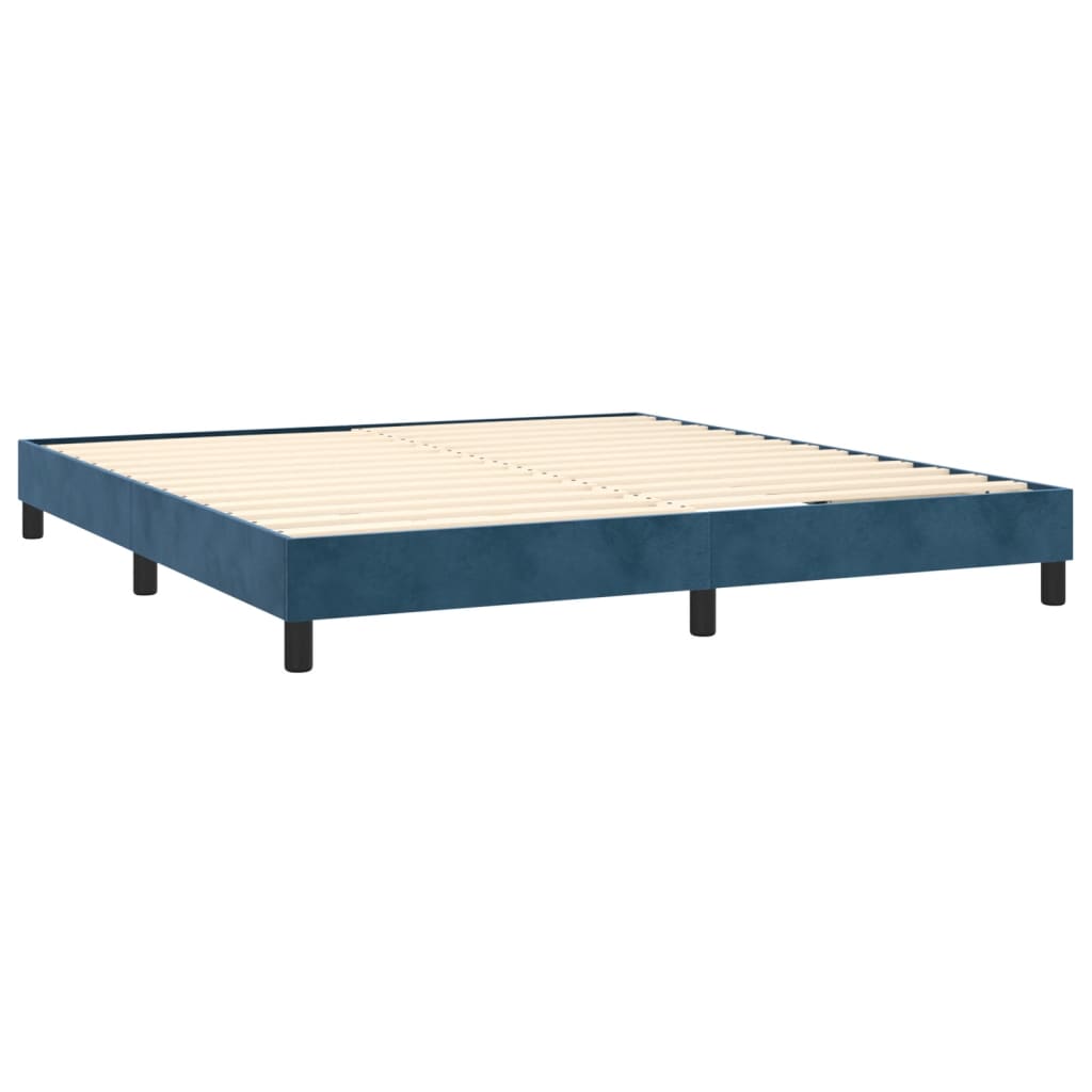 Cadre de lit sans matelas bleu foncé 180x200 cm velours