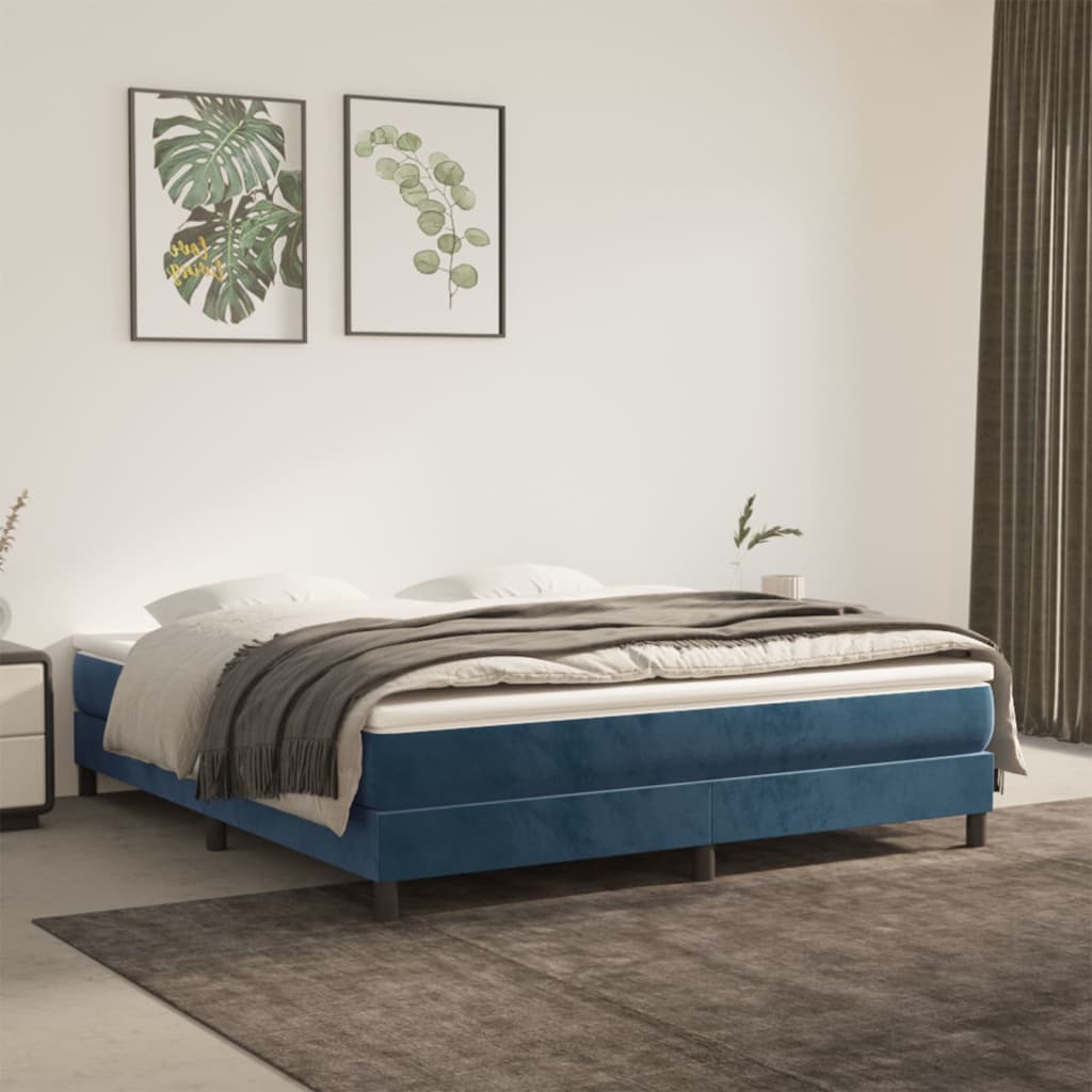 Cadre de lit sans matelas bleu foncé 180x200 cm velours