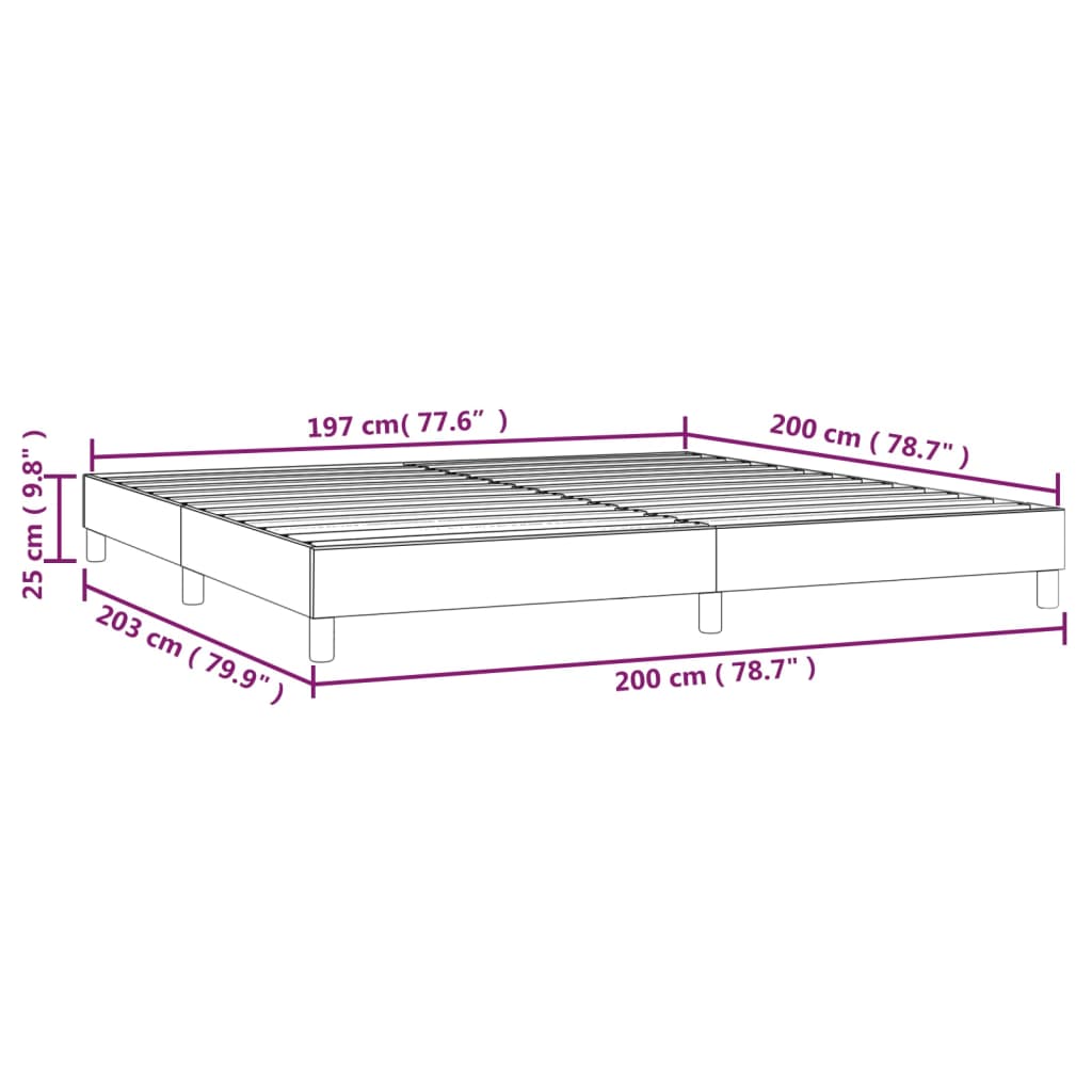 Cadre de lit sans matelas bleu foncé 200x200 cm velours