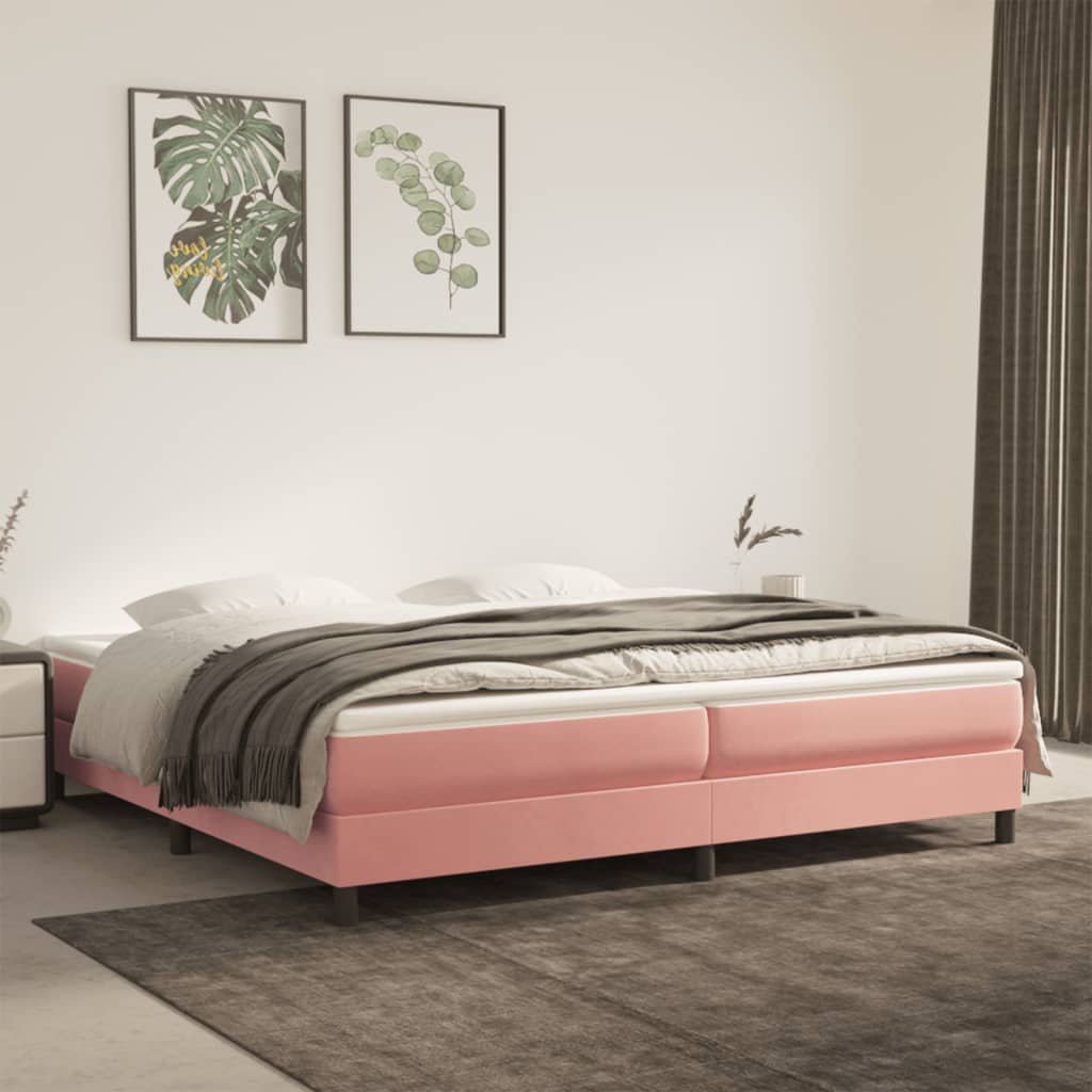 Cadre de lit sans matelas rose 200x200 cm velours