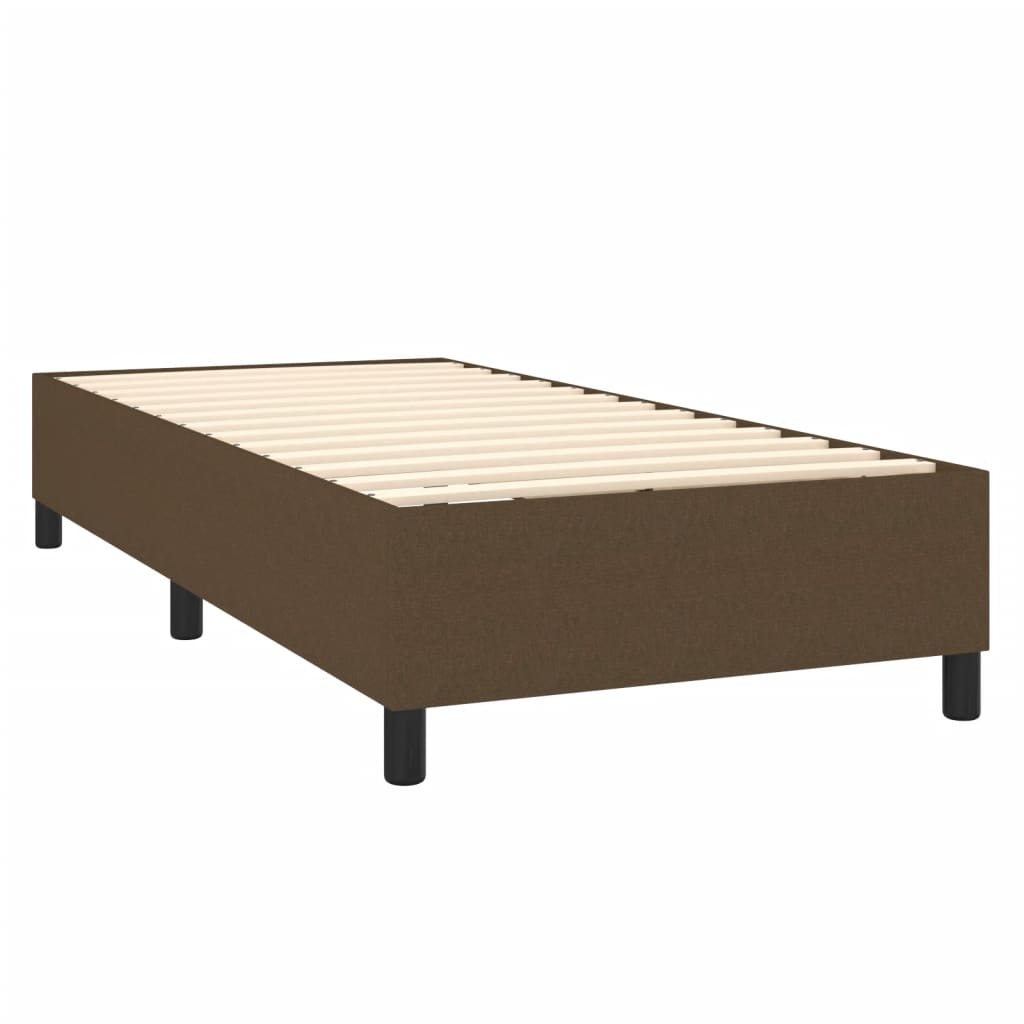 Cadre de lit sans matelas marron foncé 100x200 cm tissu