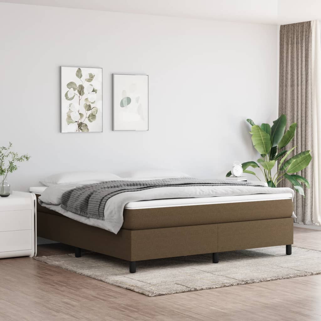 Cadre de lit sans matelas marron foncé 160x200 cm tissu