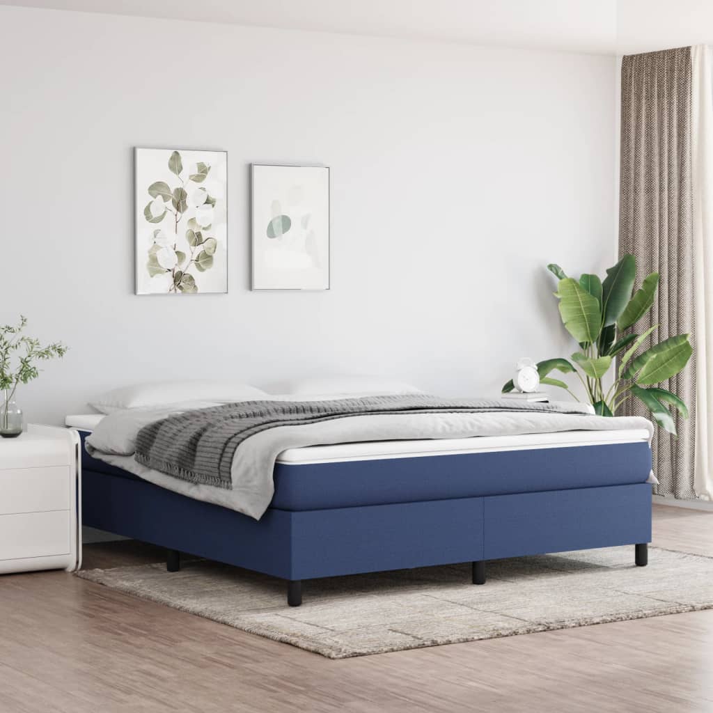 Cadre de lit sans matelas bleu 160x200 cm tissu