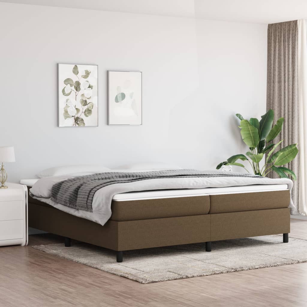 Cadre de lit sans matelas marron foncé 200x200 cm tissu