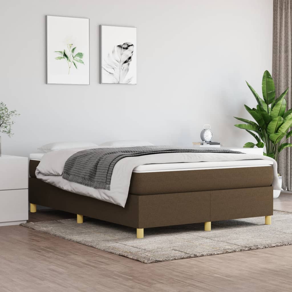 Cadre de lit sans matelas marron foncé 140x200 cm tissu