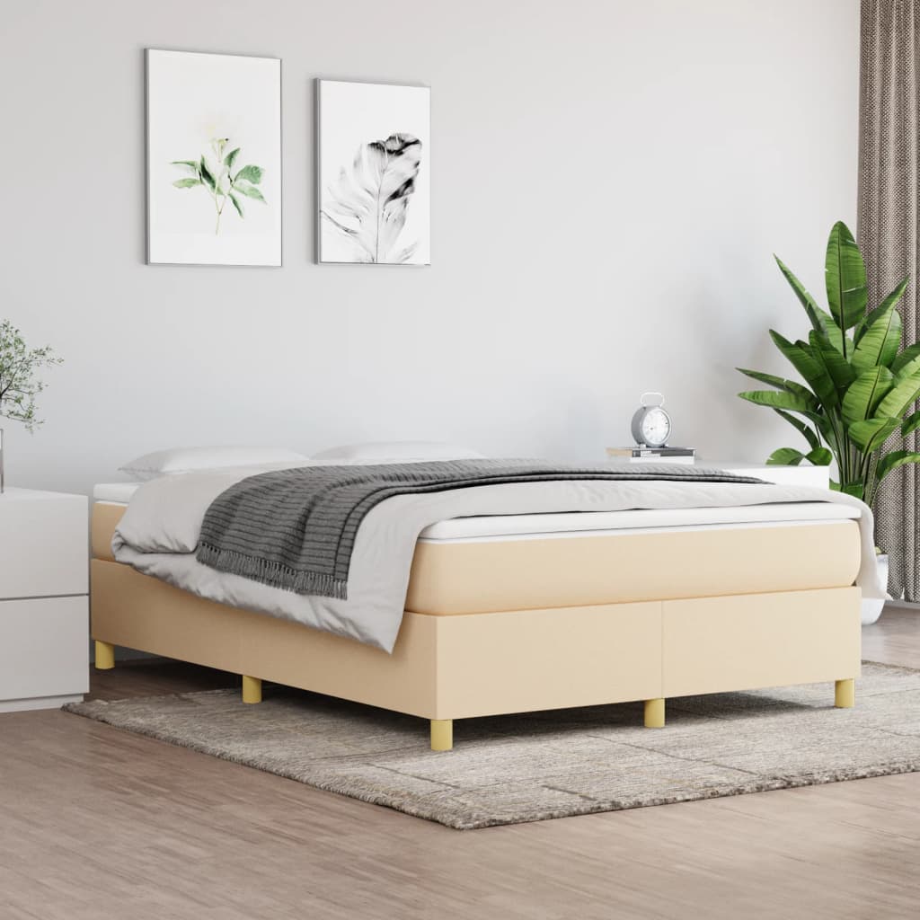 Cadre de lit sans matelas crème 140x200 cm tissu