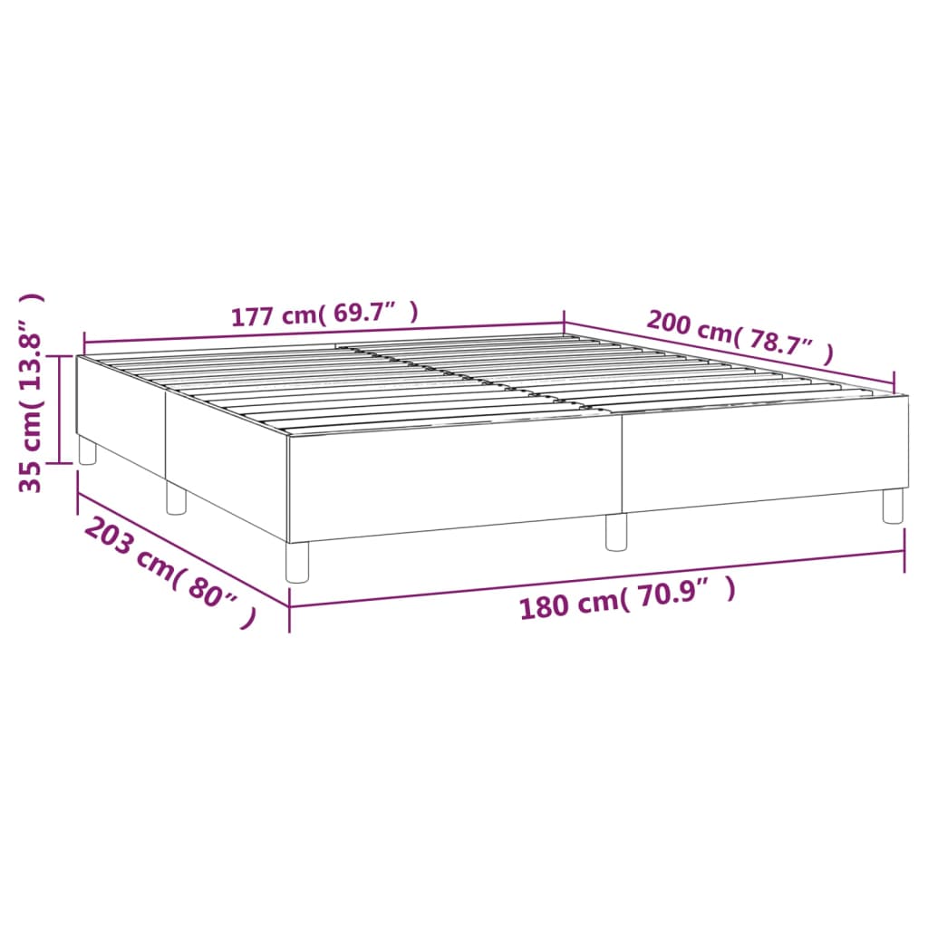 Cadre de lit sans matelas marron foncé 180x200 cm tissu