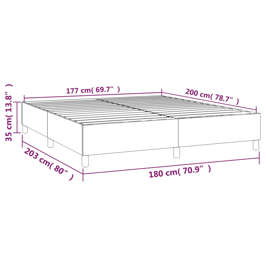 Cadre de lit sans matelas crème 180x200 cm tissu