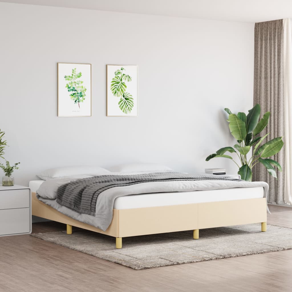 Cadre de lit sans matelas crème 180x200 cm tissu