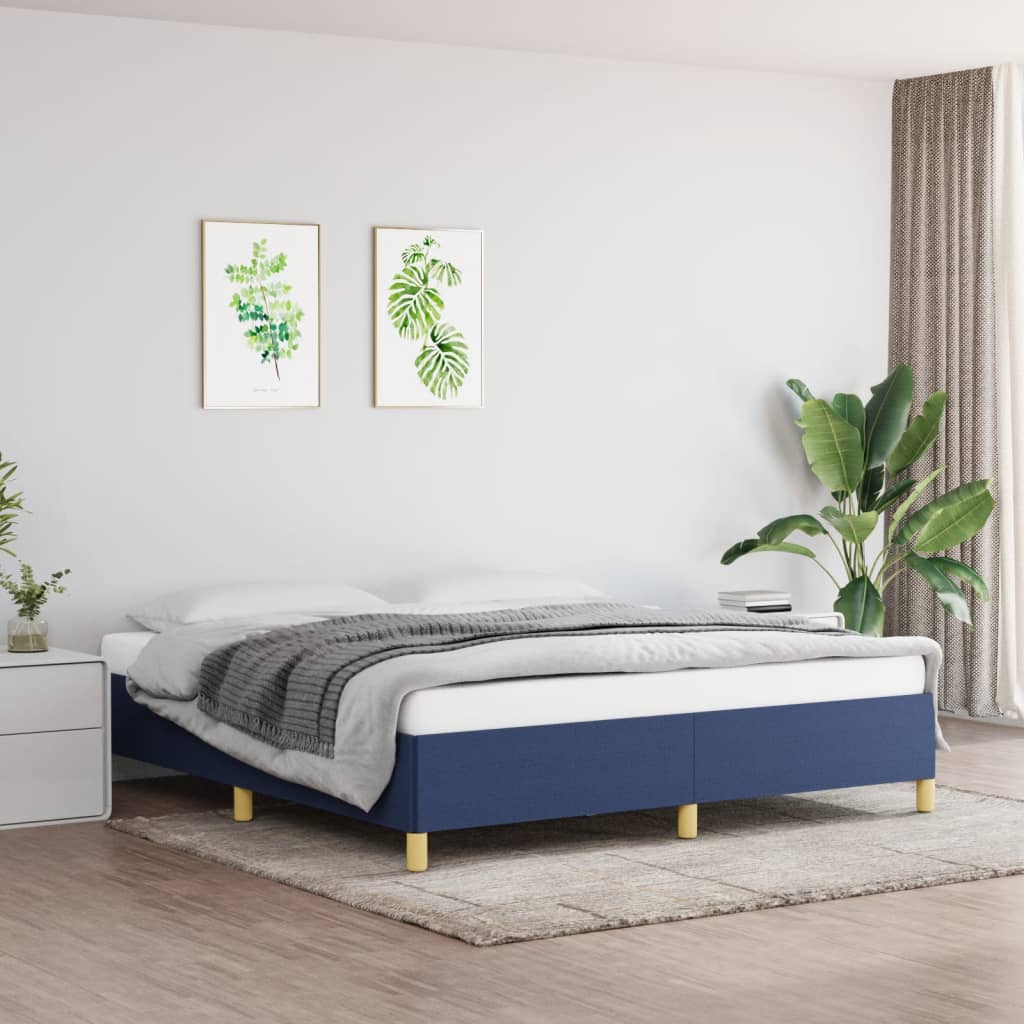 Cadre de lit sans matelas bleu 180x200 cm tissu