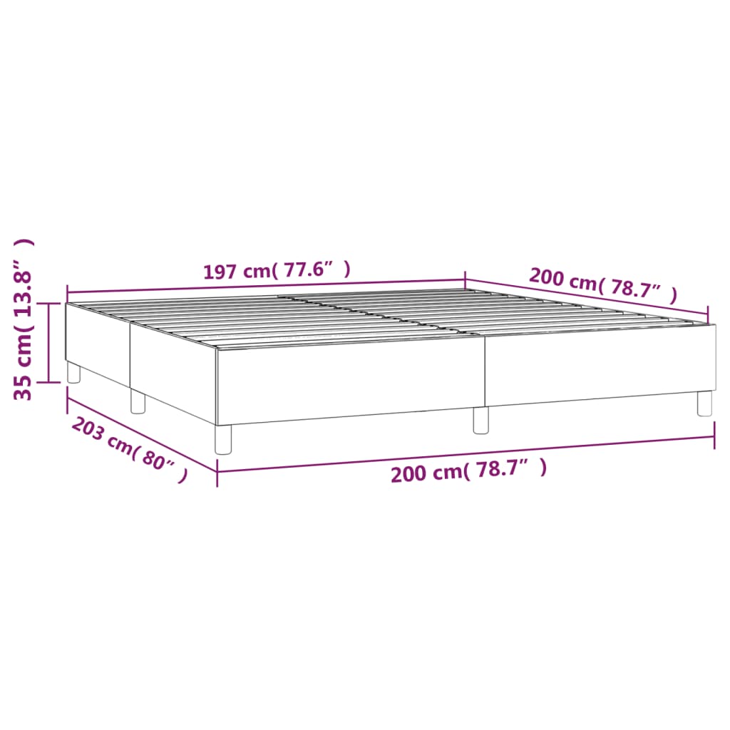 Cadre de lit sans matelas gris foncé 200x200 cm tissu