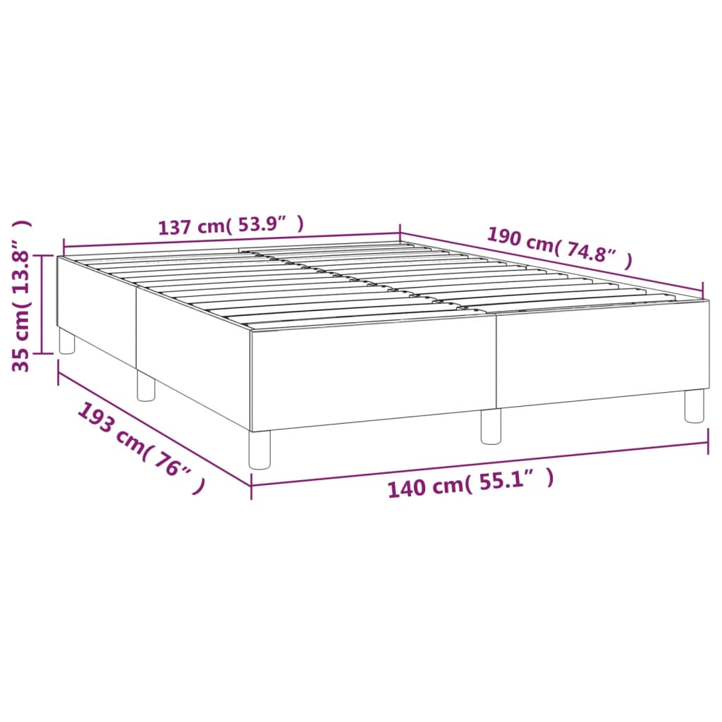 Cadre de lit sans matelas blanc 140x190 cm similicuir