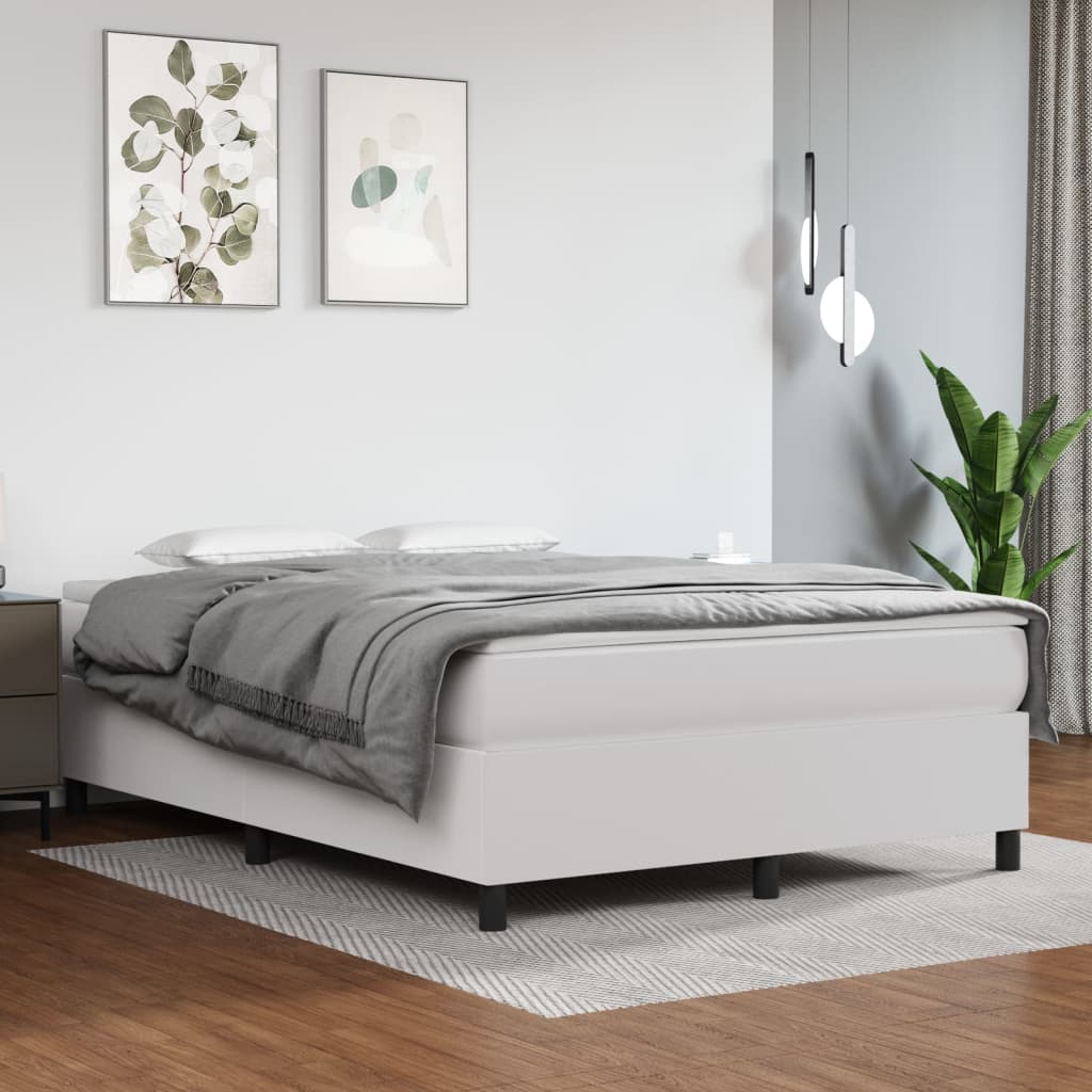 Cadre de lit sans matelas blanc 140x190 cm similicuir