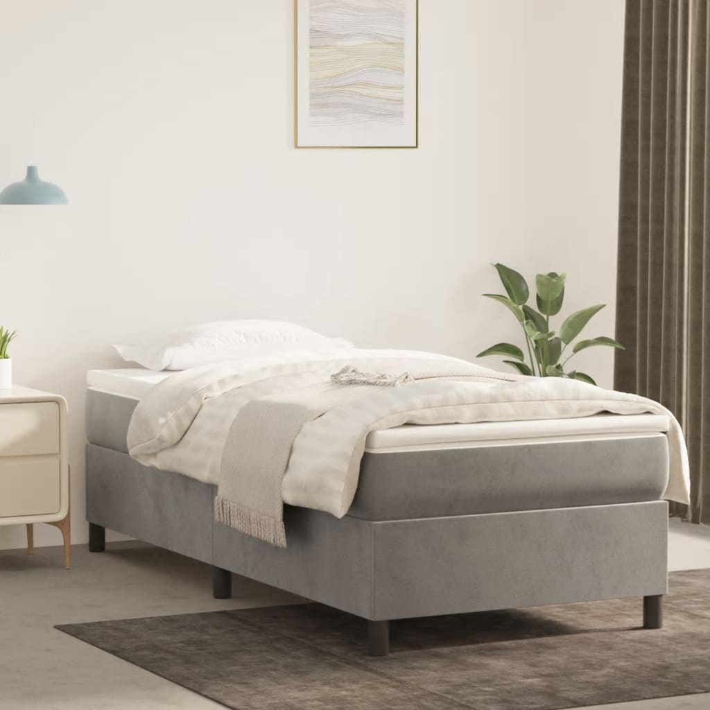 Cadre de lit sans matelas gris clair 80x200 cm velours