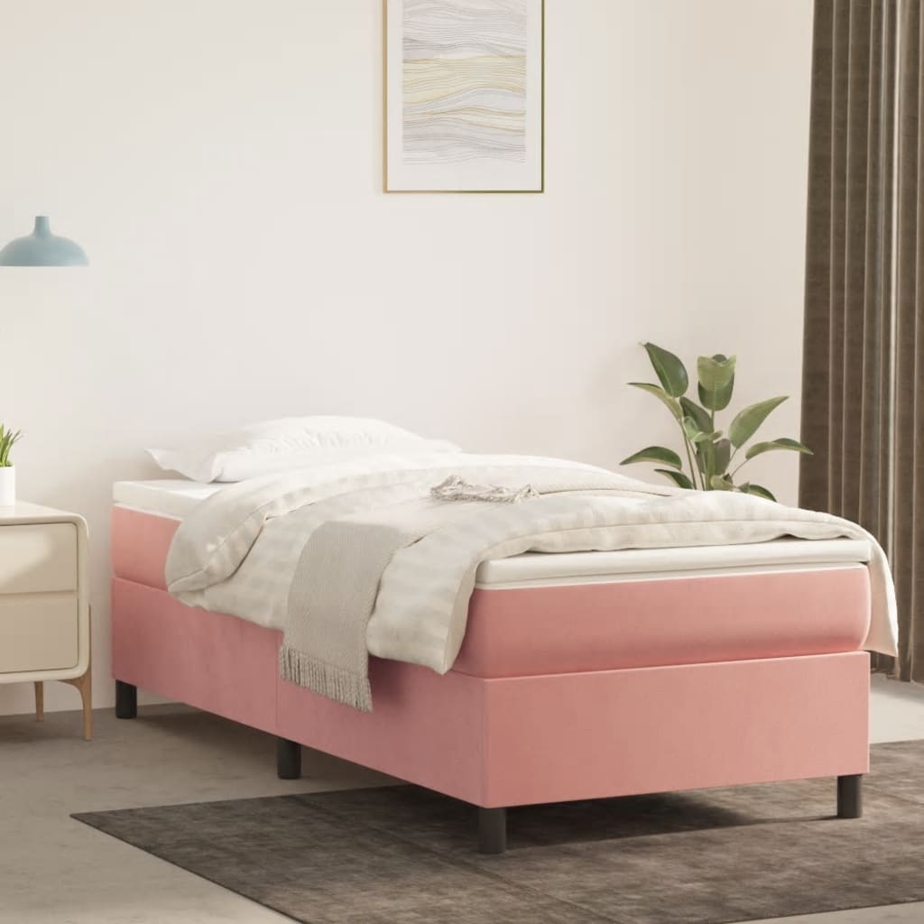 Cadre de lit sans matelas rose 90x190 cm velours