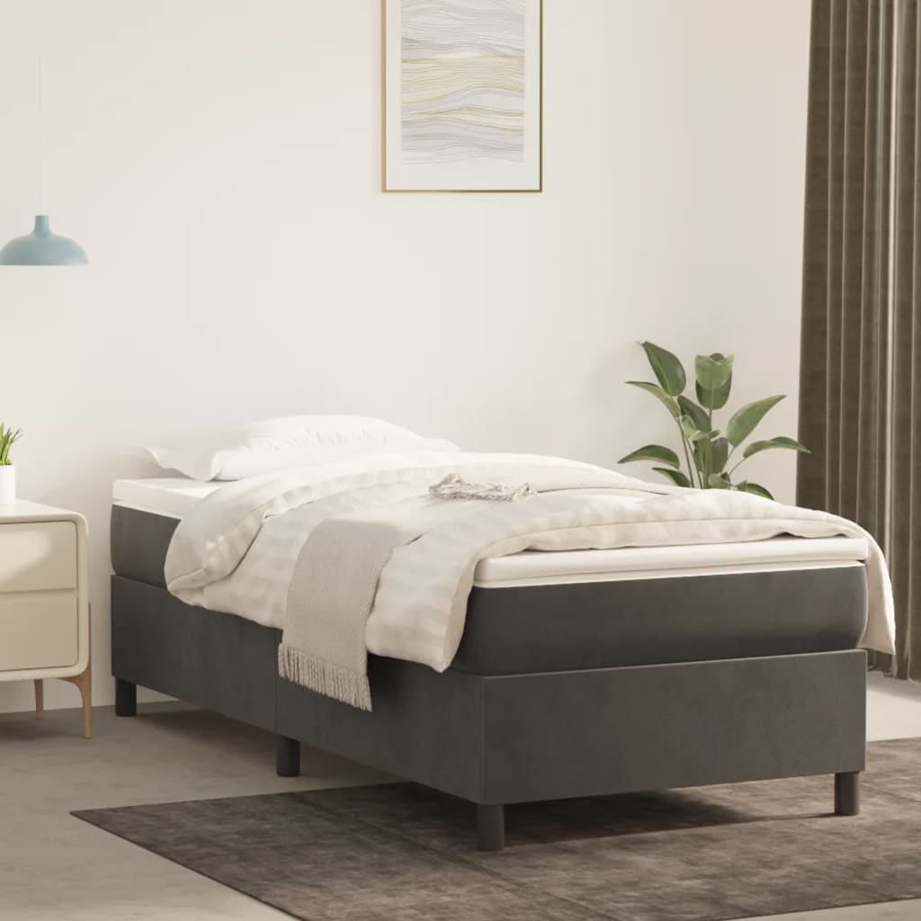 Cadre de lit sans matelas gris foncé 100x200 cm velours