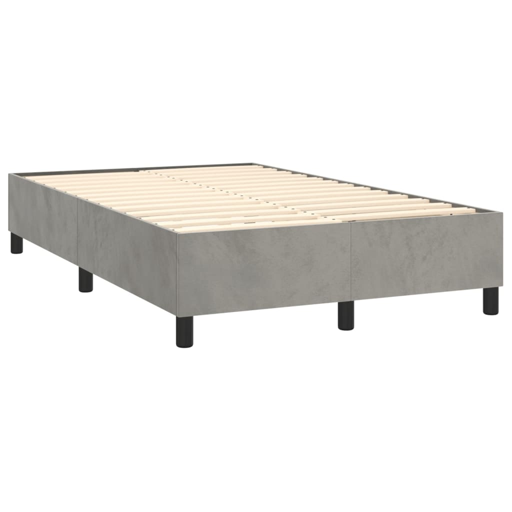 Cadre de lit sans matelas gris clair 120x200 cm velours