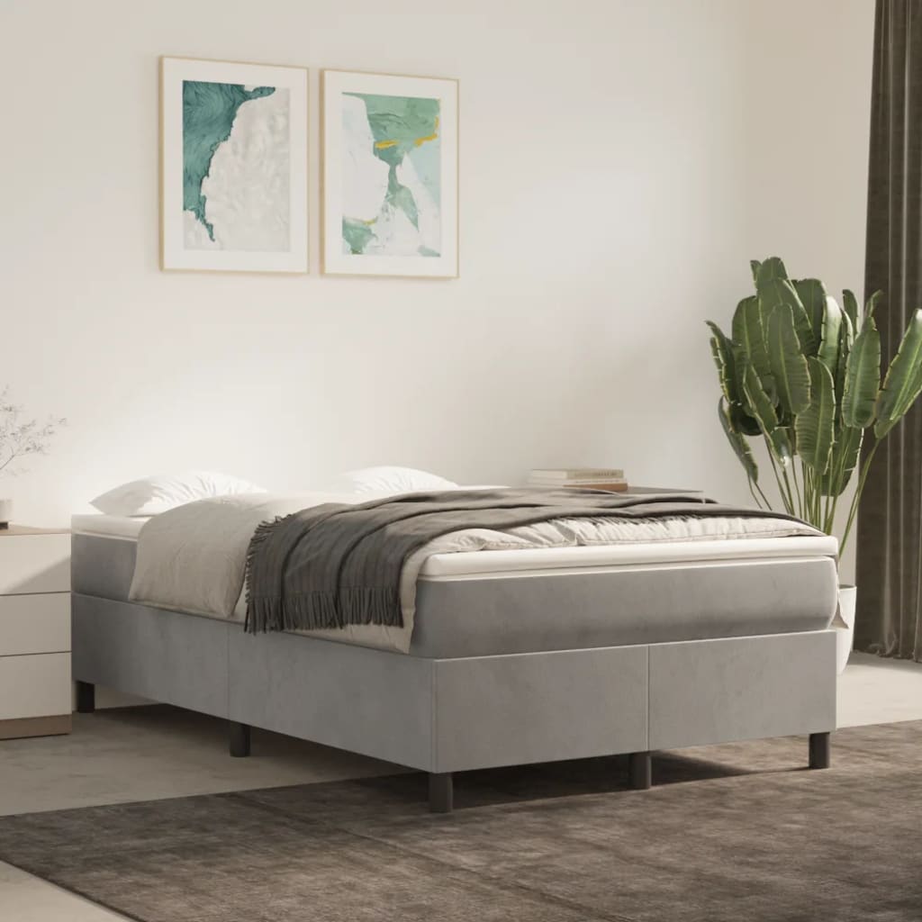 Cadre de lit sans matelas gris clair 120x200 cm velours