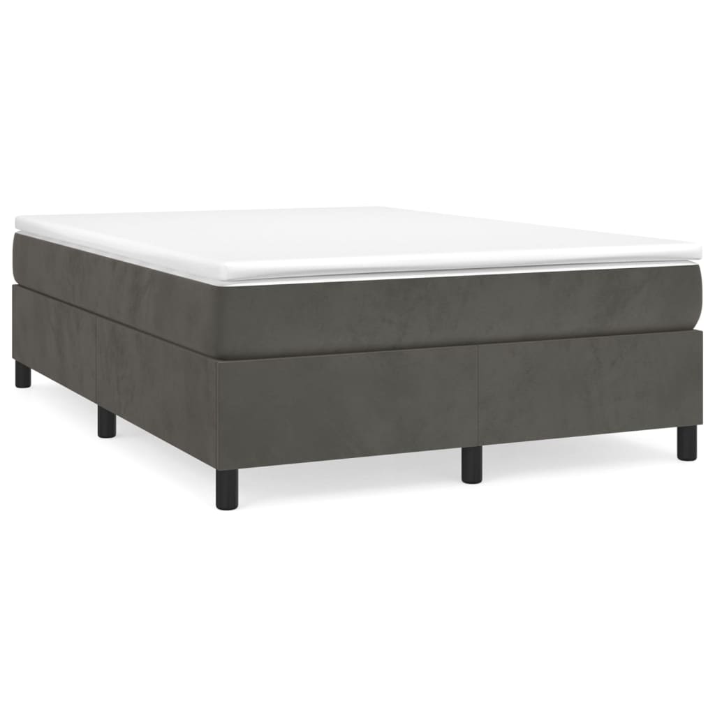 Cadre de lit sans matelas gris foncé 140x190 cm velours