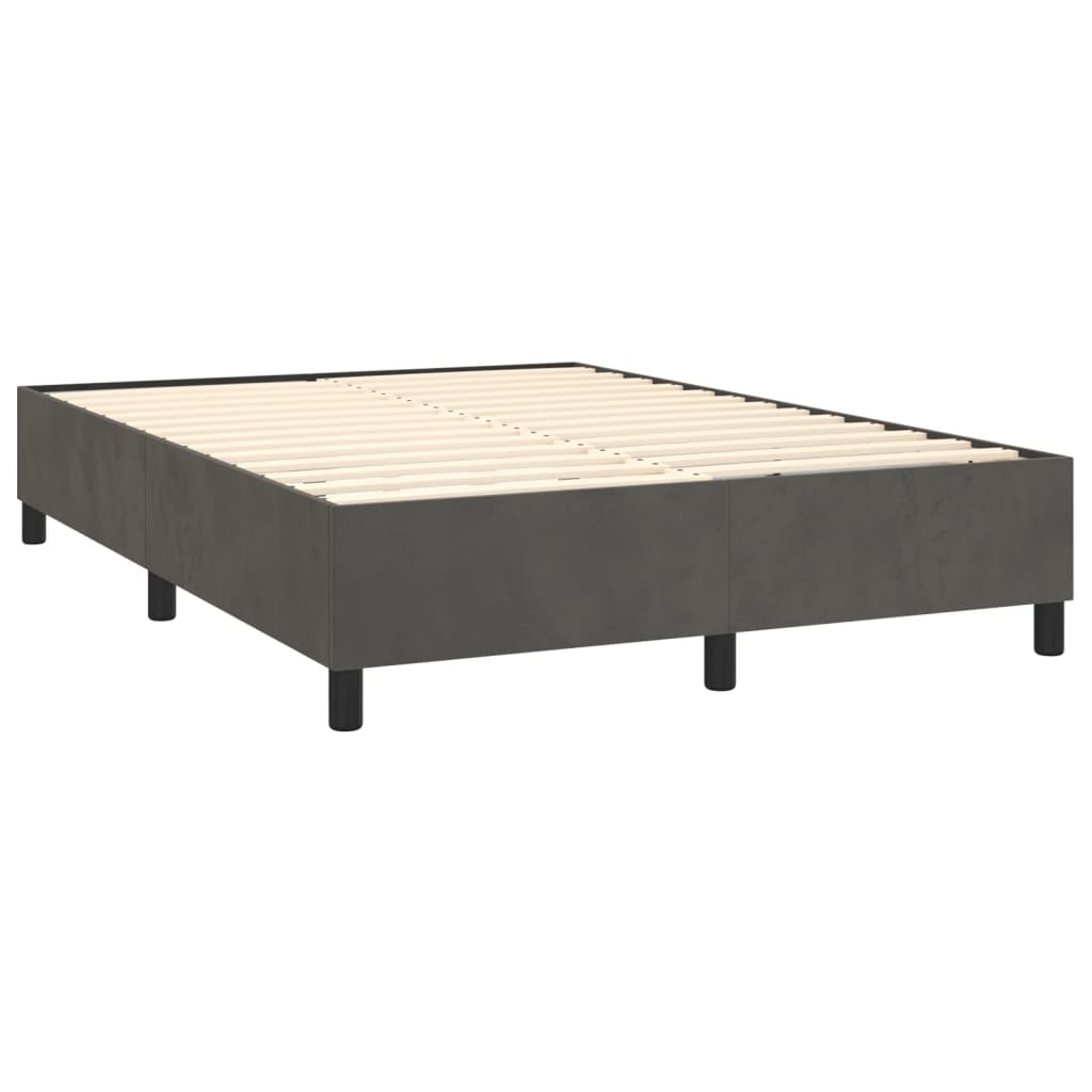 Cadre de lit sans matelas gris foncé 140x190 cm velours