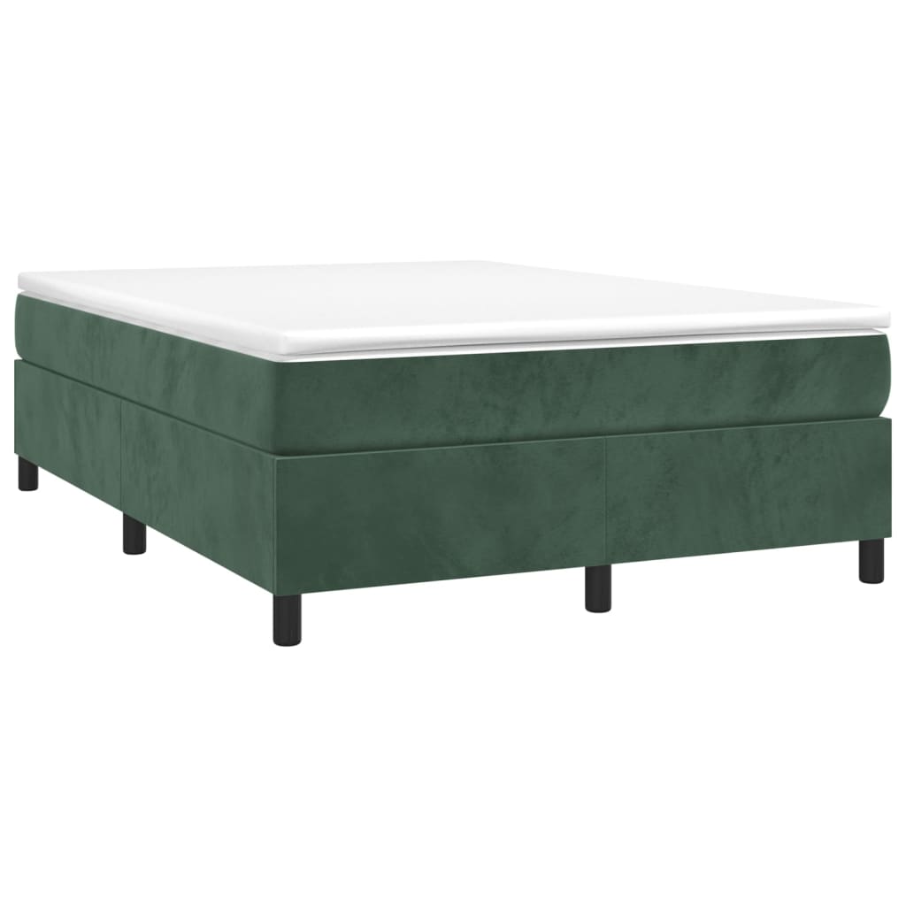 Cadre de lit sans matelas vert foncé 140x190 cm velours