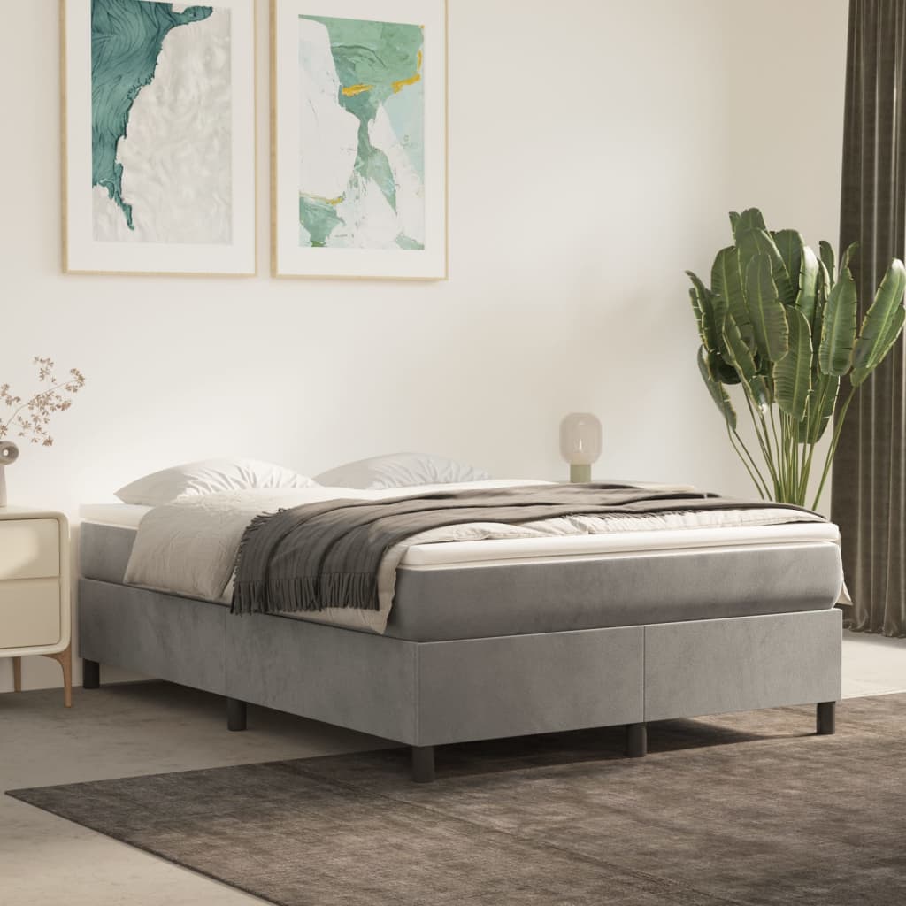 Cadre de lit sans matelas gris clair 140x200 cm velours