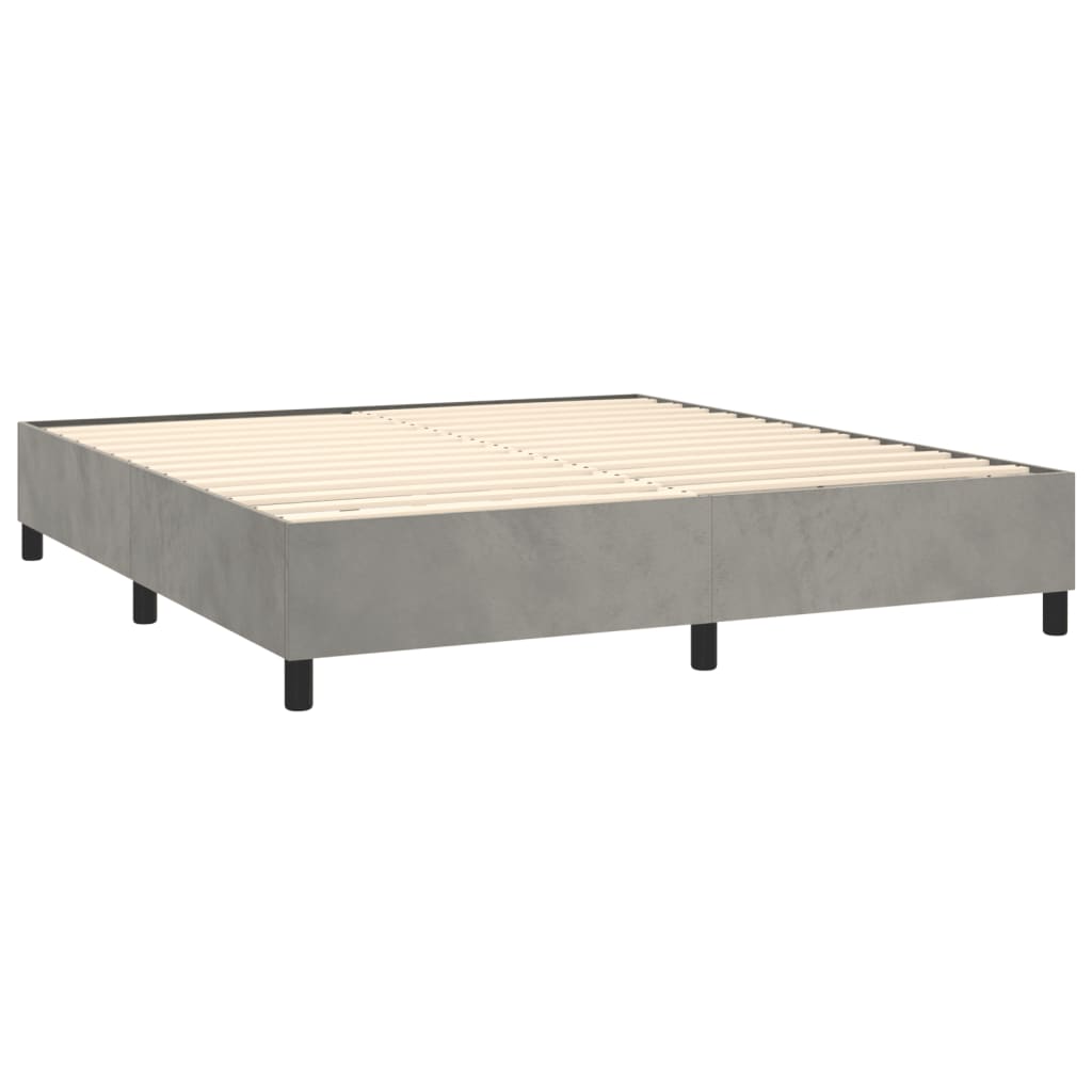 Cadre de lit sans matelas gris clair 180x200 cm velours