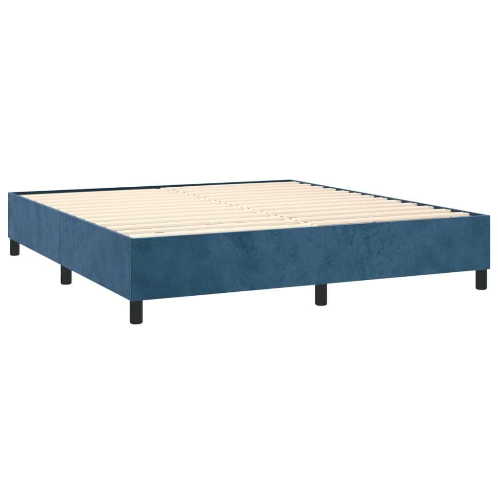 Cadre de lit sans matelas bleu foncé 180x200 cm velours