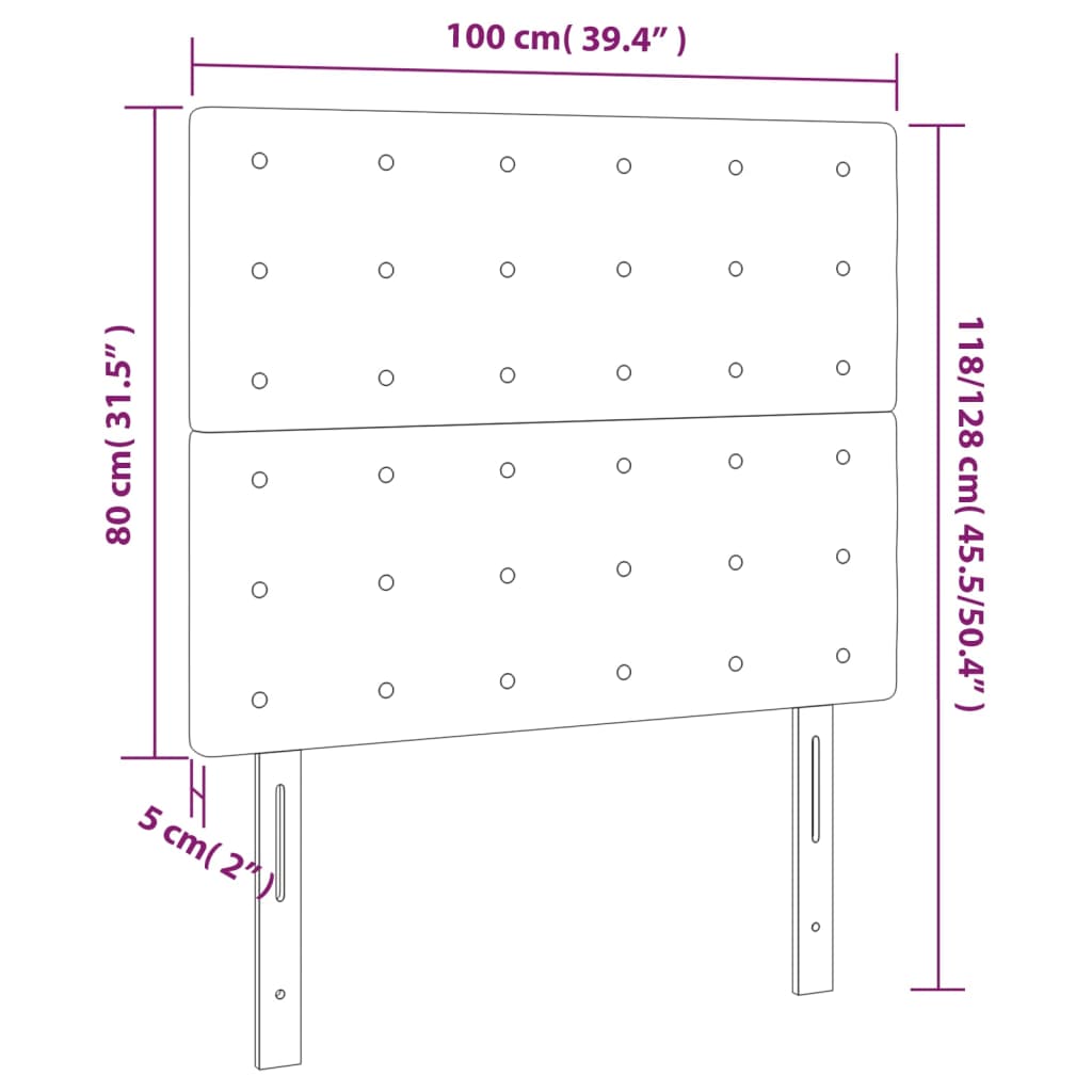 Têtes de lit 2 pcs Gris 100x5x78/88 cm Similicuir