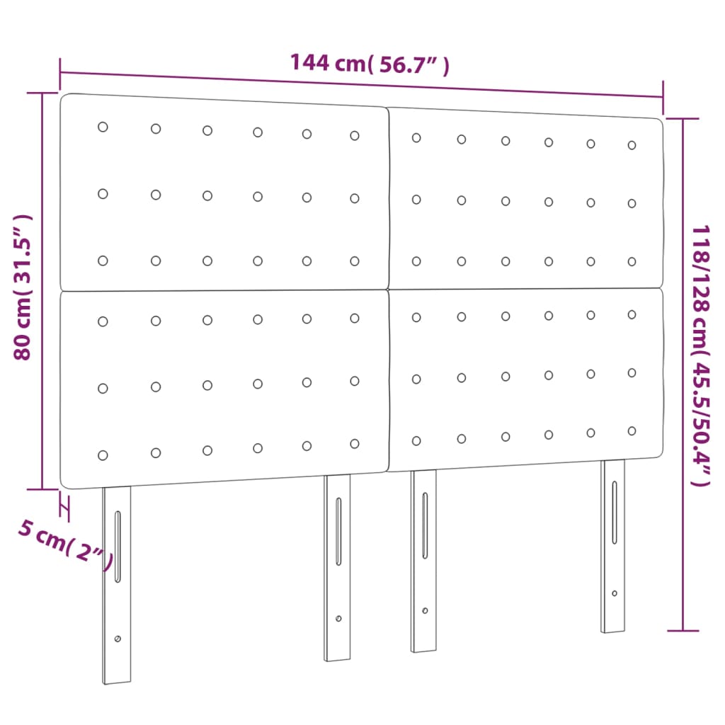 Têtes de lit 4 pcs Noir 72x5x78/88 cm Similicuir