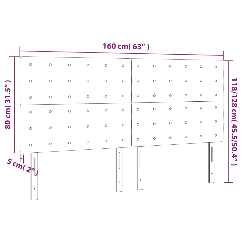 Têtes de lit 4 pcs Noir 80x5x78/88 cm Similicuir