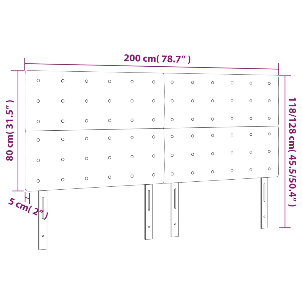 Têtes de lit 4 pcs Noir 100x5x78/88 cm Similicuir