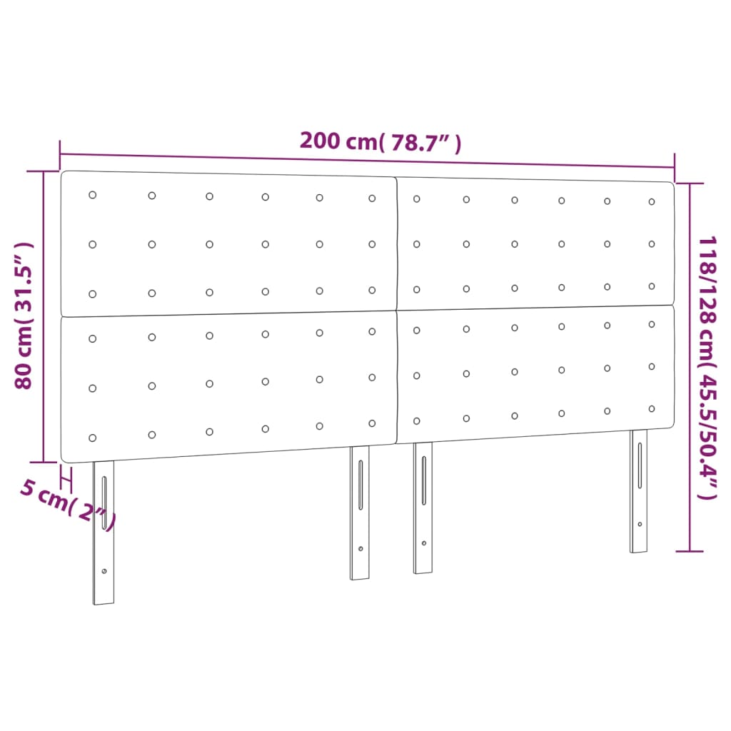 Têtes de lit 4 pcs Gris 100x5x78/88 cm Similicuir