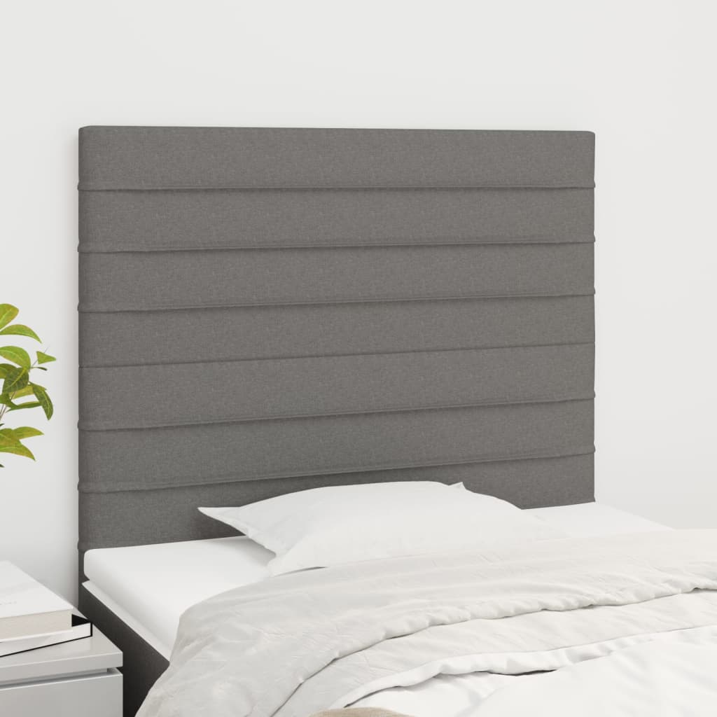 Têtes de lit 2 pcs Gris foncé 100x5x78/88 cm Tissu