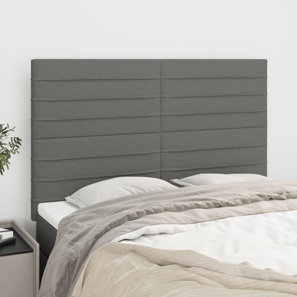 Têtes de lit 4 pcs Gris foncé 72x5x78/88 cm Tissu