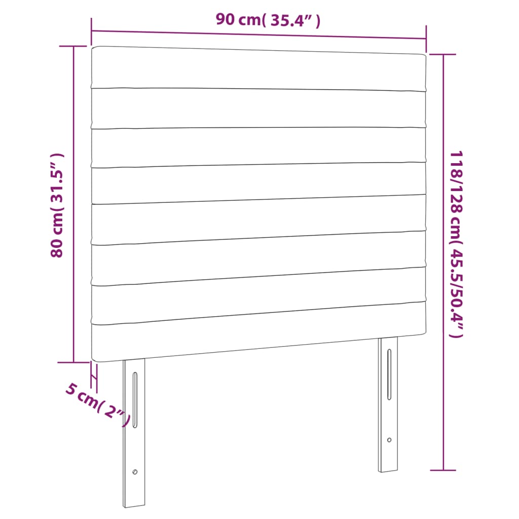 Têtes de lit 2 pcs Noir 90x5x78/88 cm Velours