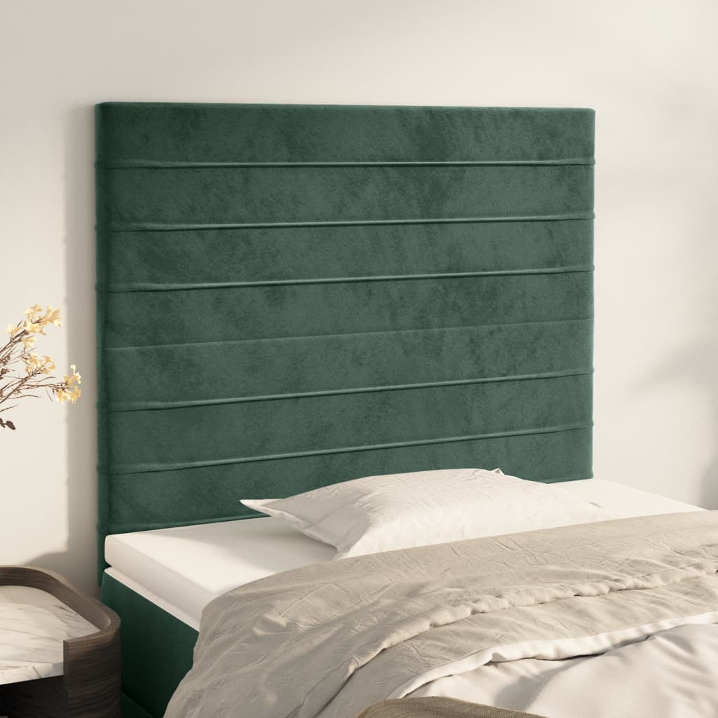 Têtes de lit 2 pcs Vert foncé 90x5x78/88 cm Velours