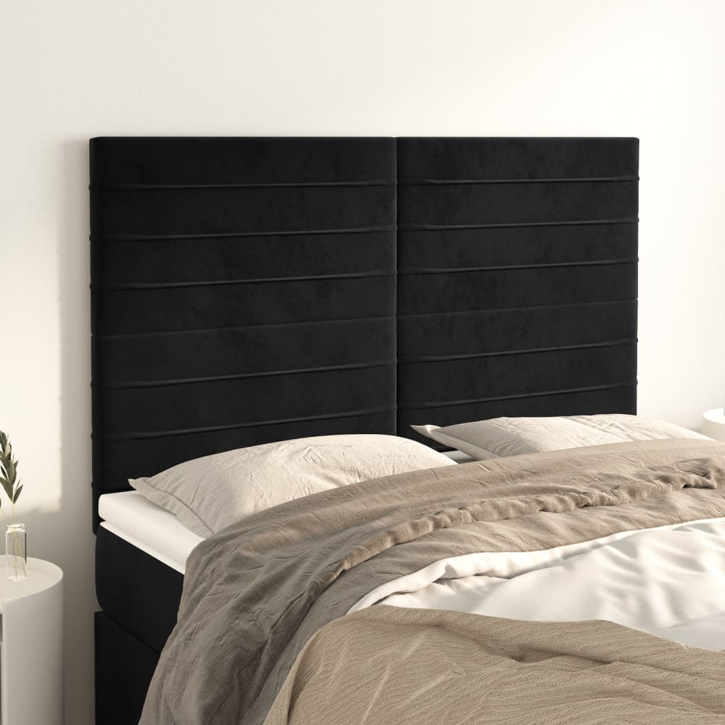 Têtes de lit 4 pcs Noir 72x5x78/88 cm Velours