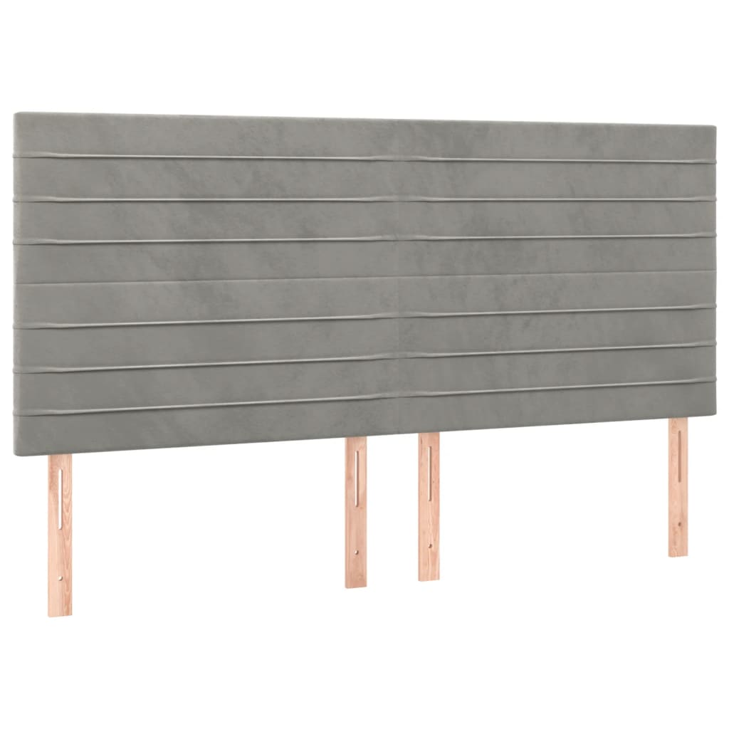 Têtes de lit 4 pcs Gris clair 90x5x78/88 cm Velours